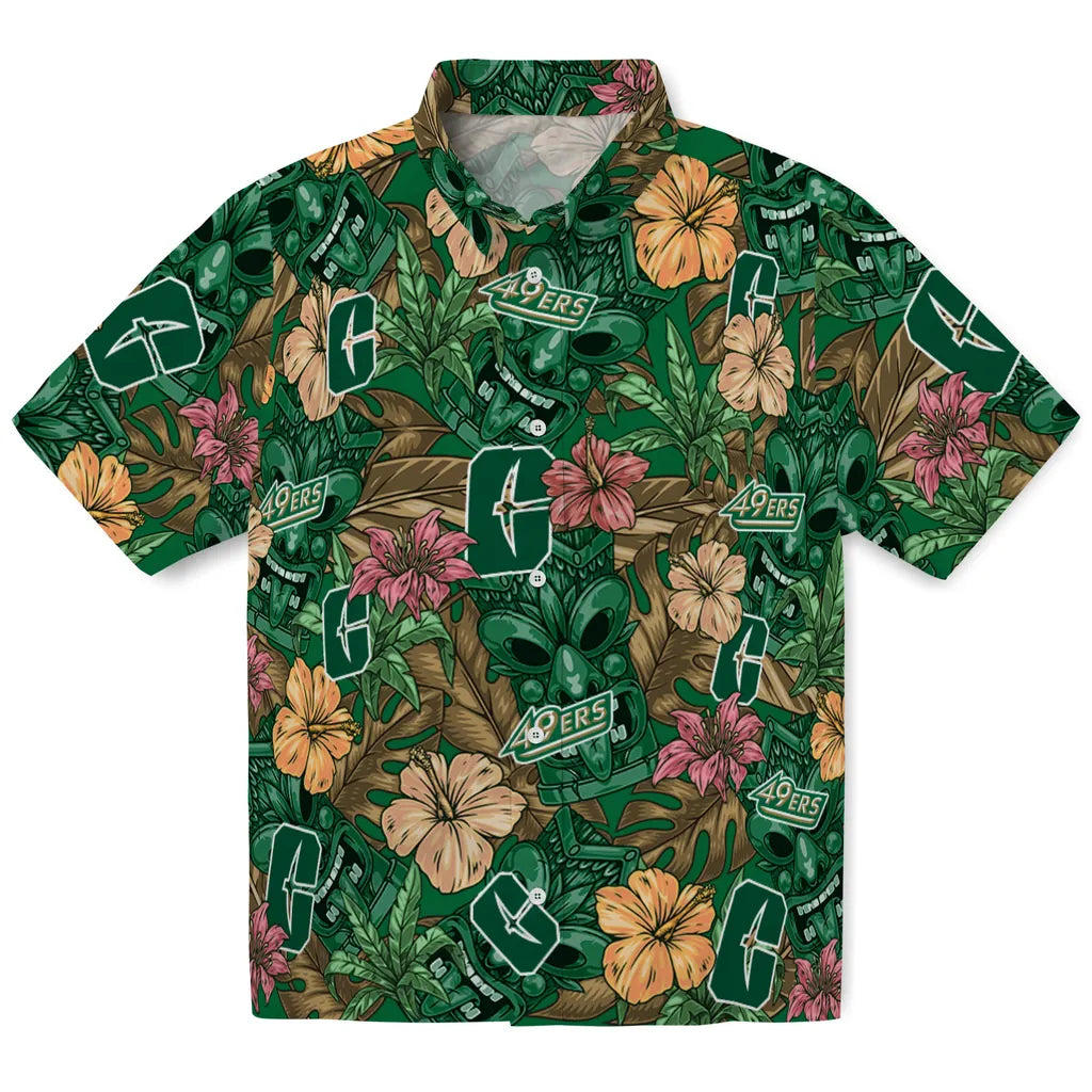 Charlotte 49ers Hawaiian Shirt - Hibiscus Tiki Jungle | Moonbestprint
