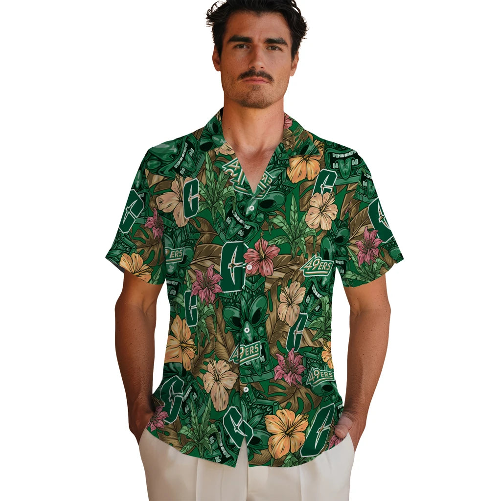 Charlotte 49ers Hawaiian Shirt - Hibiscus Tiki Jungle | Moonbestprint