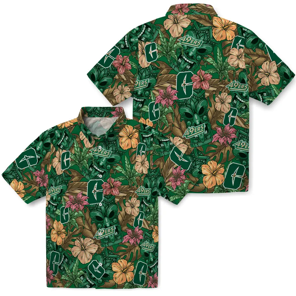 Charlotte 49ers Hawaiian Shirt - Hibiscus Tiki Jungle | Moonbestprint
