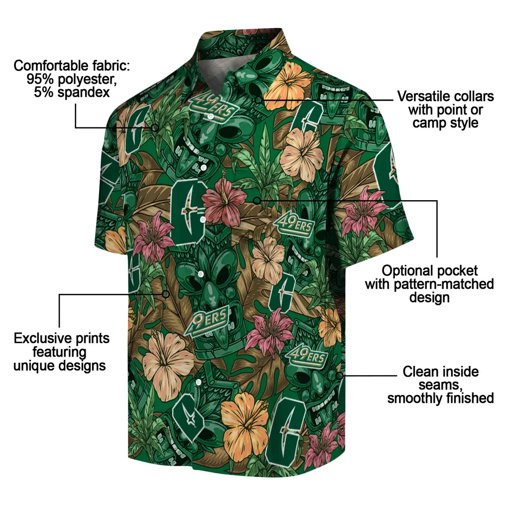 Charlotte 49ers Hawaiian Shirt - Hibiscus Tiki Jungle | Moonbestprint