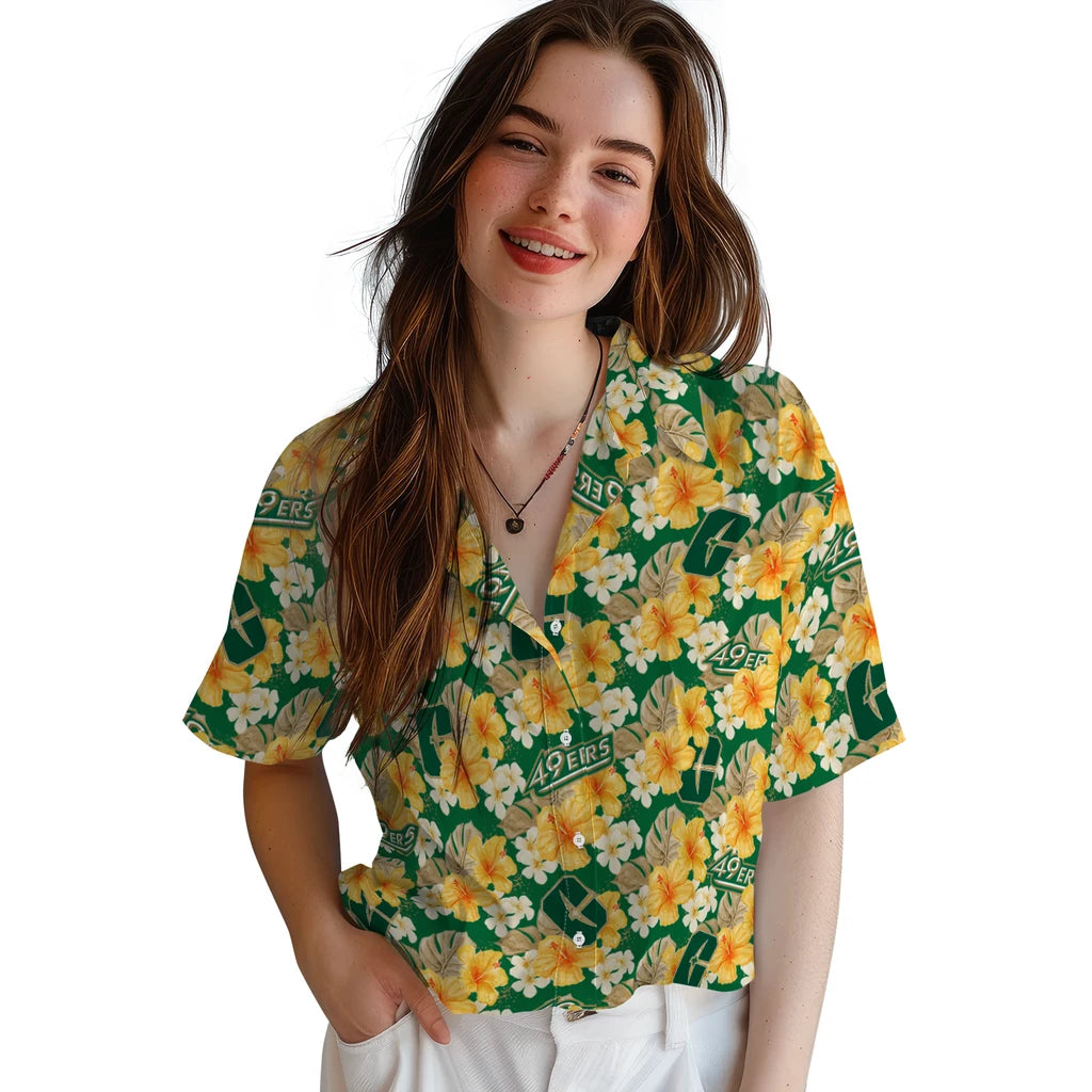 Charlotte 49ers Hawaiian Shirt - Hibiscus Tropics | Moonbestprint