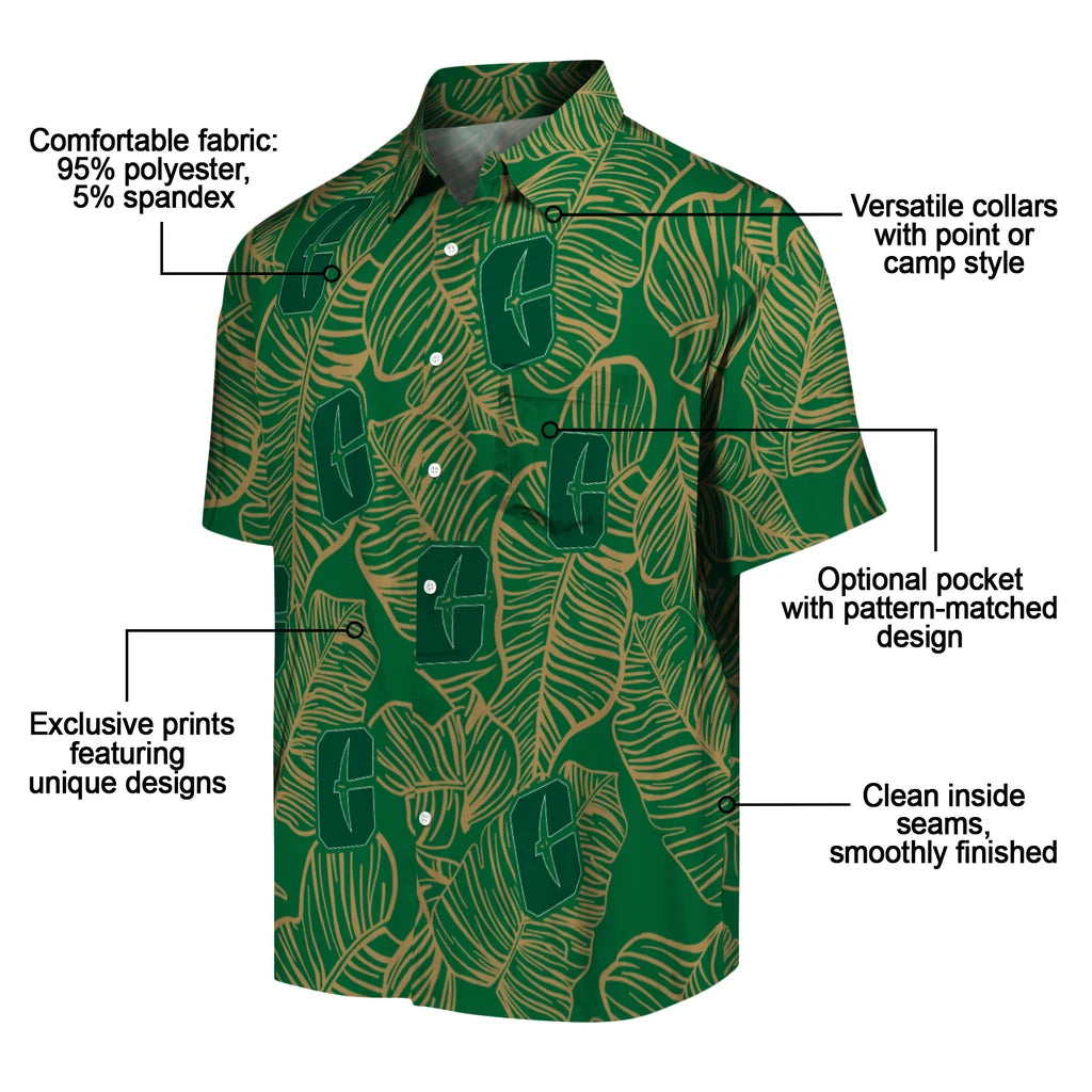 Charlotte 49ers Hawaiian Shirt - Leaf Outline | Moonbestprint