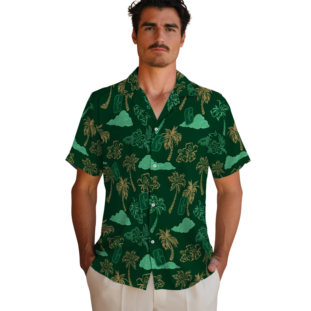 Charlotte 49ers Hawaiian Shirt - Palm And Clouds | Moonbestprint