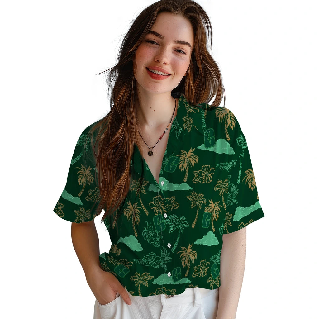 Charlotte 49ers Hawaiian Shirt - Palm And Clouds | Moonbestprint