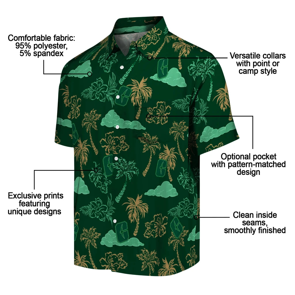 Charlotte 49ers Hawaiian Shirt - Palm And Clouds | Moonbestprint
