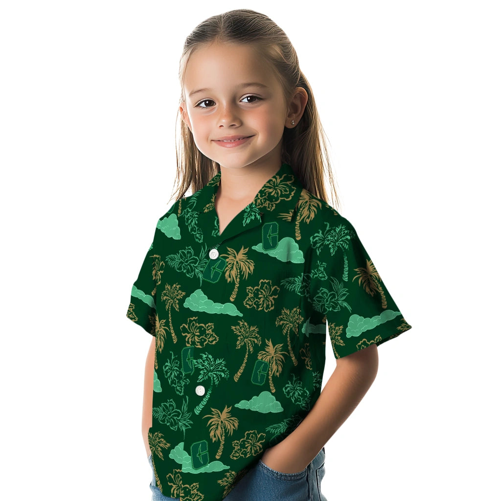 Charlotte 49ers Hawaiian Shirt - Palm And Clouds | Moonbestprint