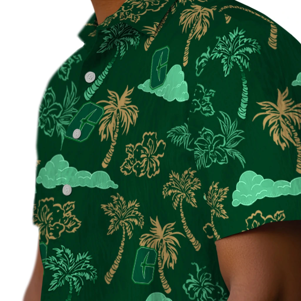 Charlotte 49ers Hawaiian Shirt - Palm And Clouds | Moonbestprint