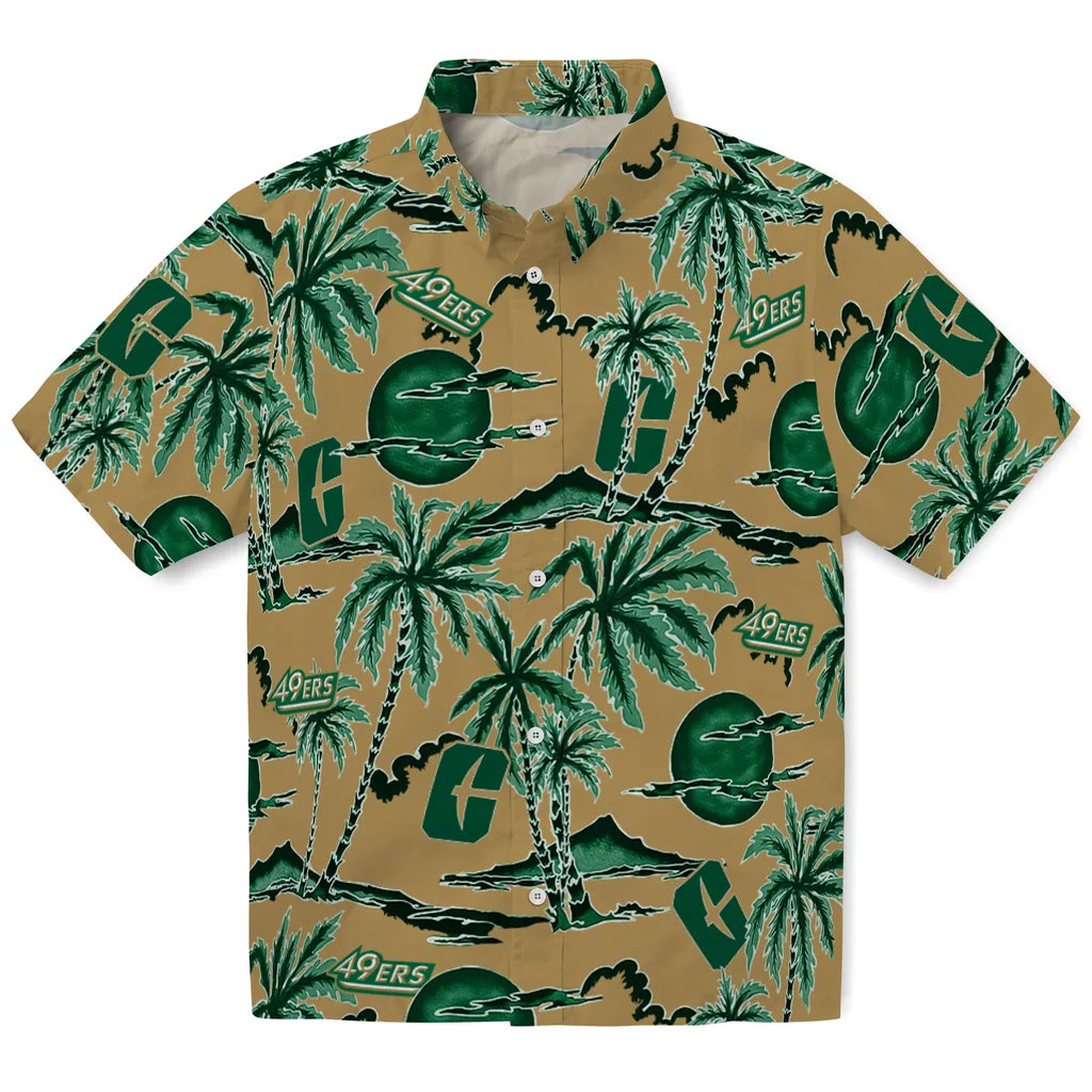 Charlotte 49ers Hawaiian Shirt - Palm Sunset | Moonbestprint