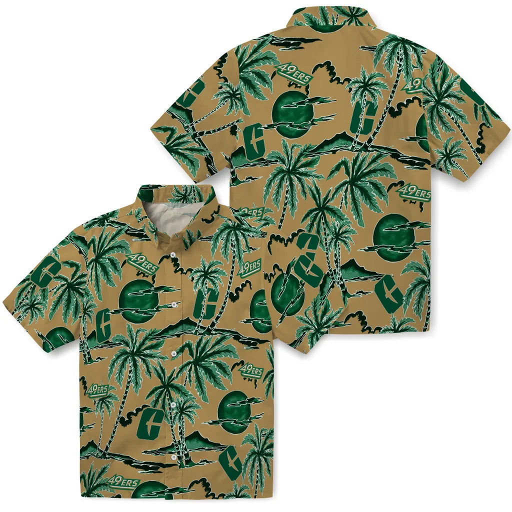 Charlotte 49ers Hawaiian Shirt - Palm Sunset | Moonbestprint