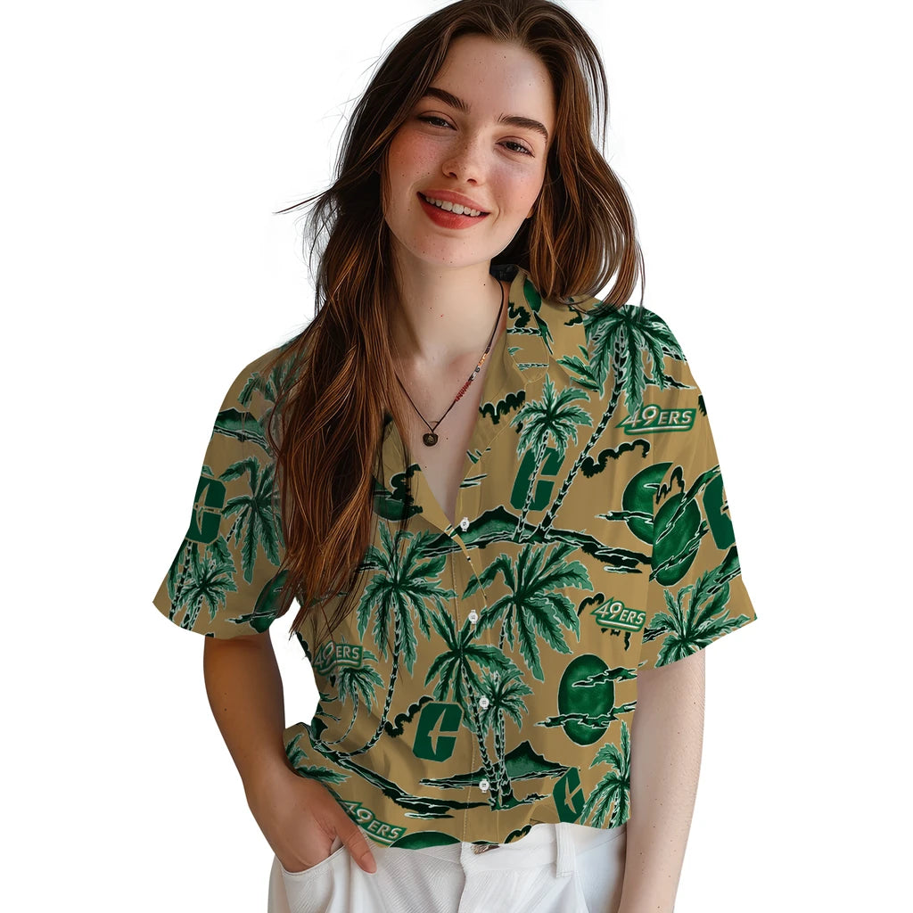 Charlotte 49ers Hawaiian Shirt - Palm Sunset | Moonbestprint
