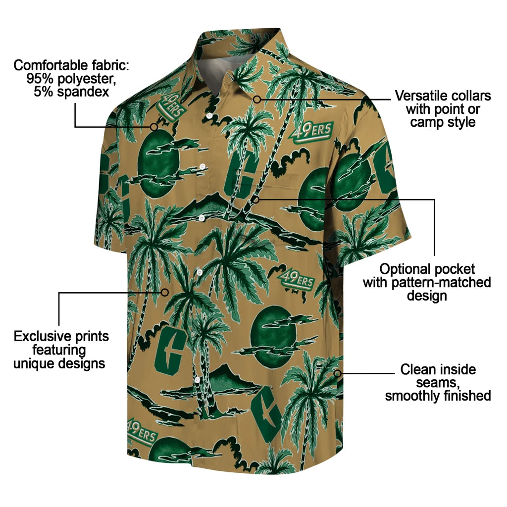 Charlotte 49ers Hawaiian Shirt - Palm Sunset | Moonbestprint