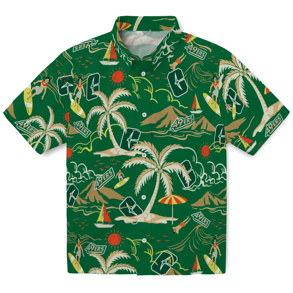 Charlotte 49ers Hawaiian Shirt - Palm Tree Island | Moonbestprint