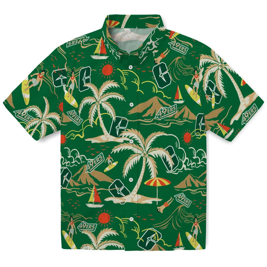 Charlotte 49ers Hawaiian Shirt - Palm Tree Island | Moonbestprint
