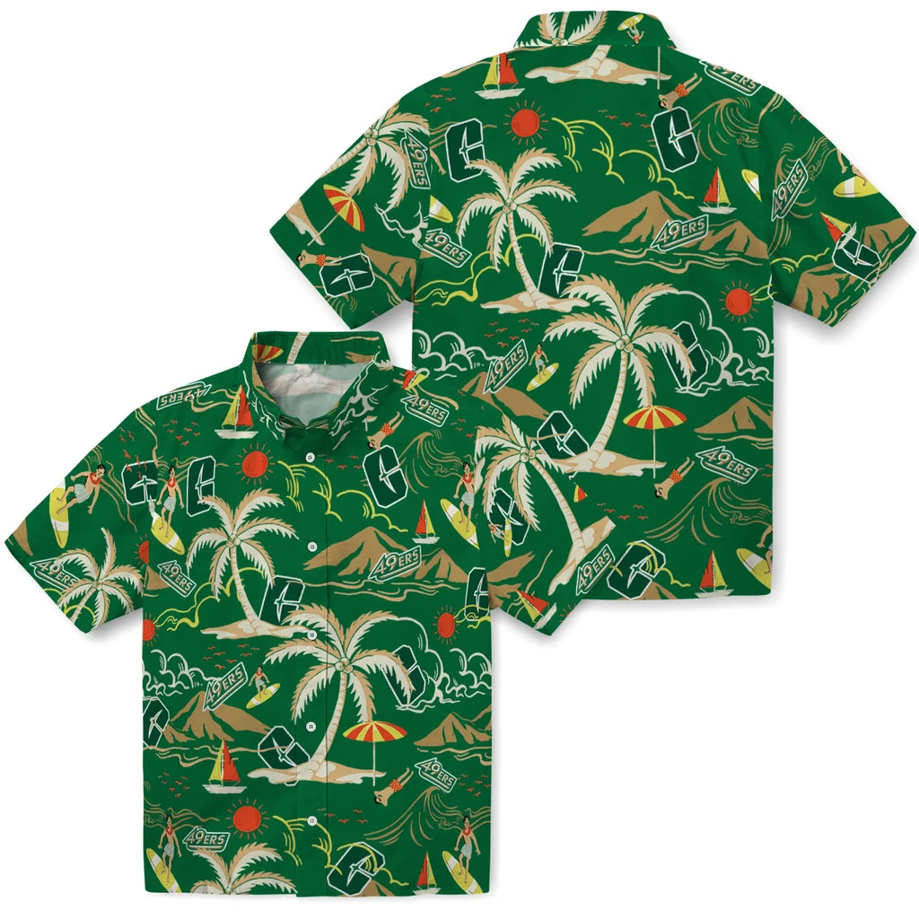 Charlotte 49ers Hawaiian Shirt - Palm Tree Island | Moonbestprint