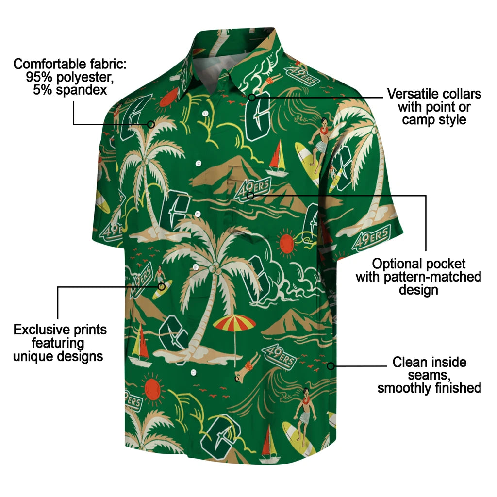 Charlotte 49ers Hawaiian Shirt - Palm Tree Island | Moonbestprint