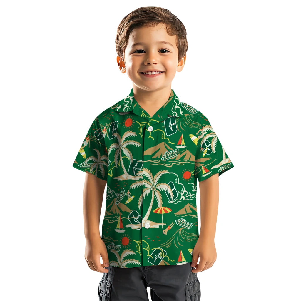 Charlotte 49ers Hawaiian Shirt - Palm Tree Island | Moonbestprint