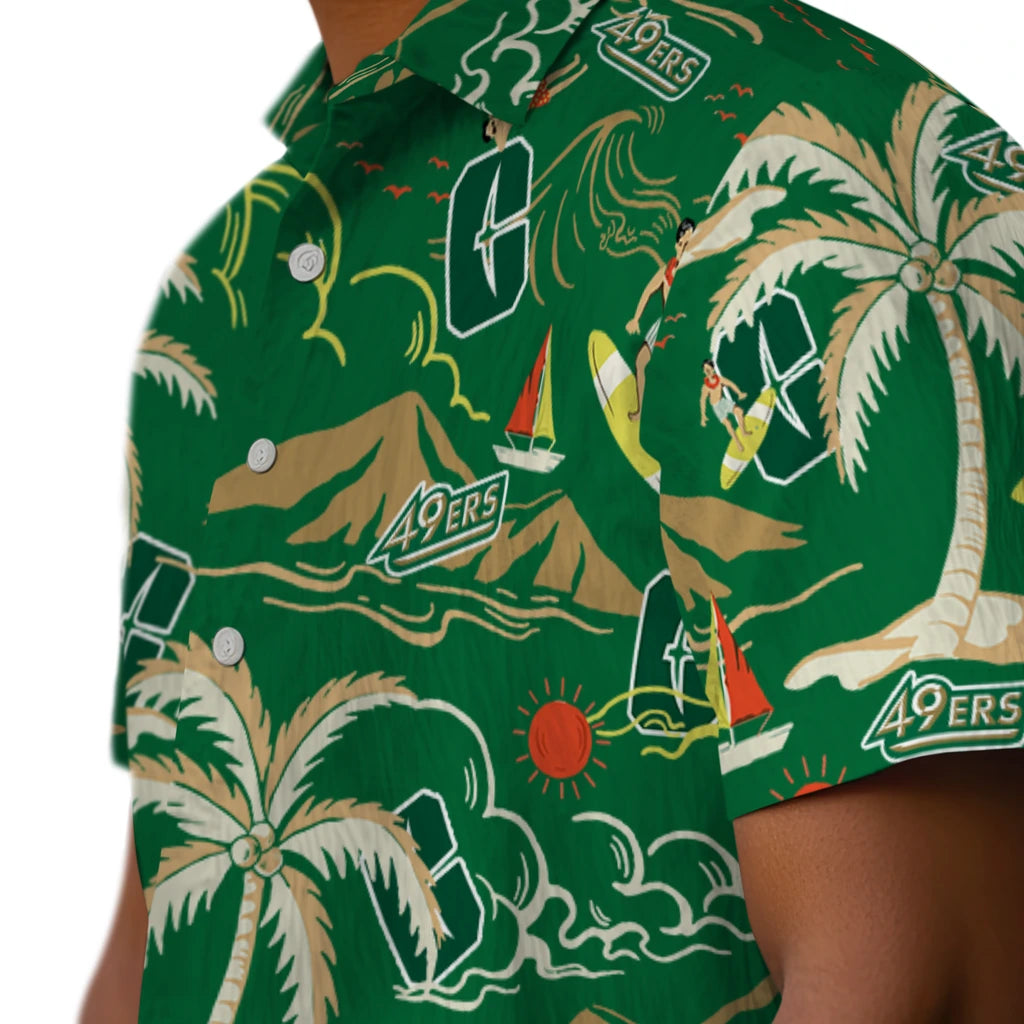 Charlotte 49ers Hawaiian Shirt - Palm Tree Island | Moonbestprint
