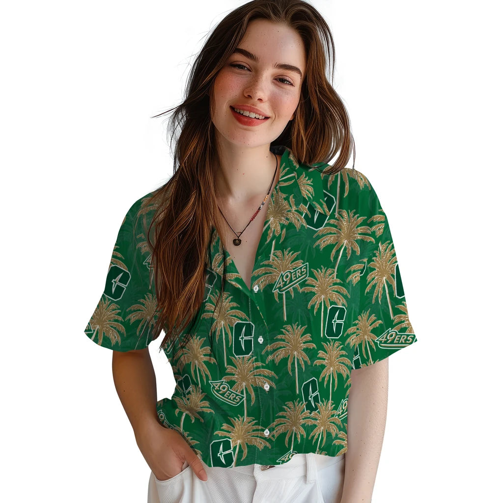 Charlotte 49ers Hawaiian Shirt - Palm Tree Motif | Moonbestprint