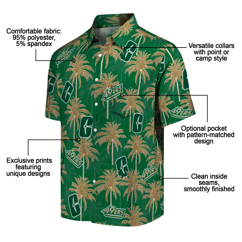 Charlotte 49ers Hawaiian Shirt - Palm Tree Motif | Moonbestprint