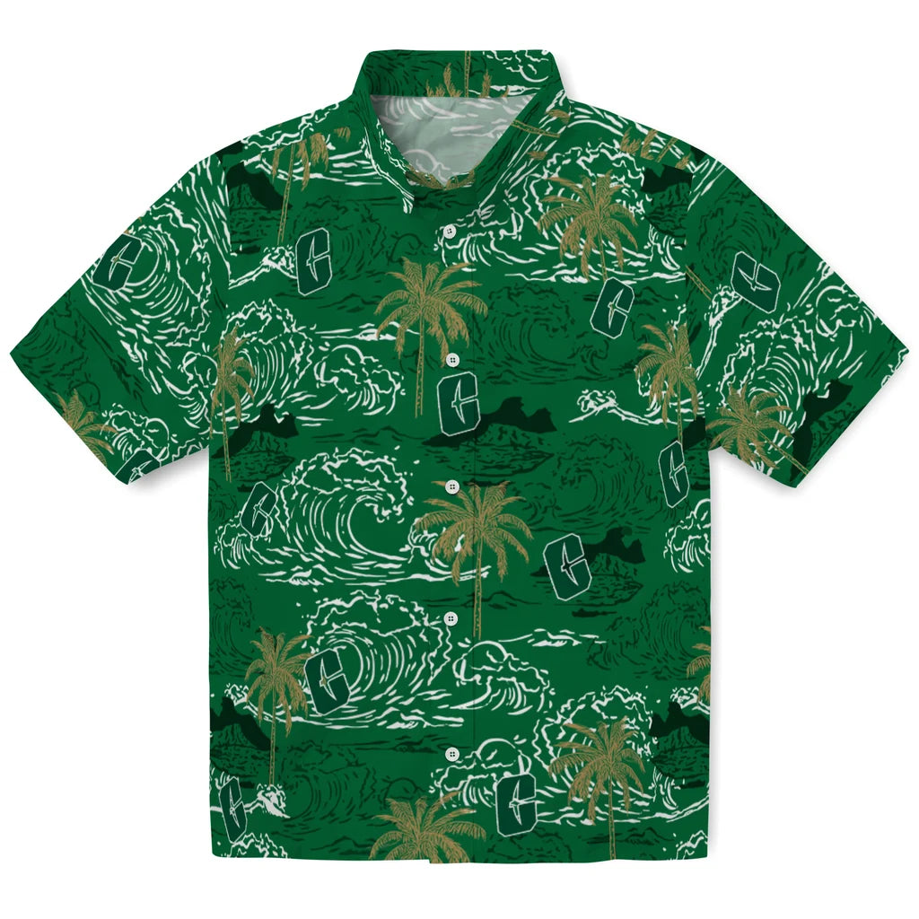 Charlotte 49ers Hawaiian Shirt - Wave Palm | Moonbestprint