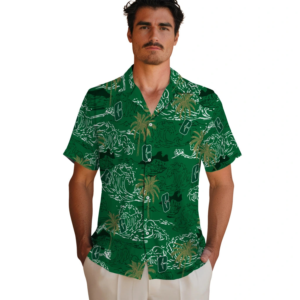 Charlotte 49ers Hawaiian Shirt - Wave Palm | Moonbestprint