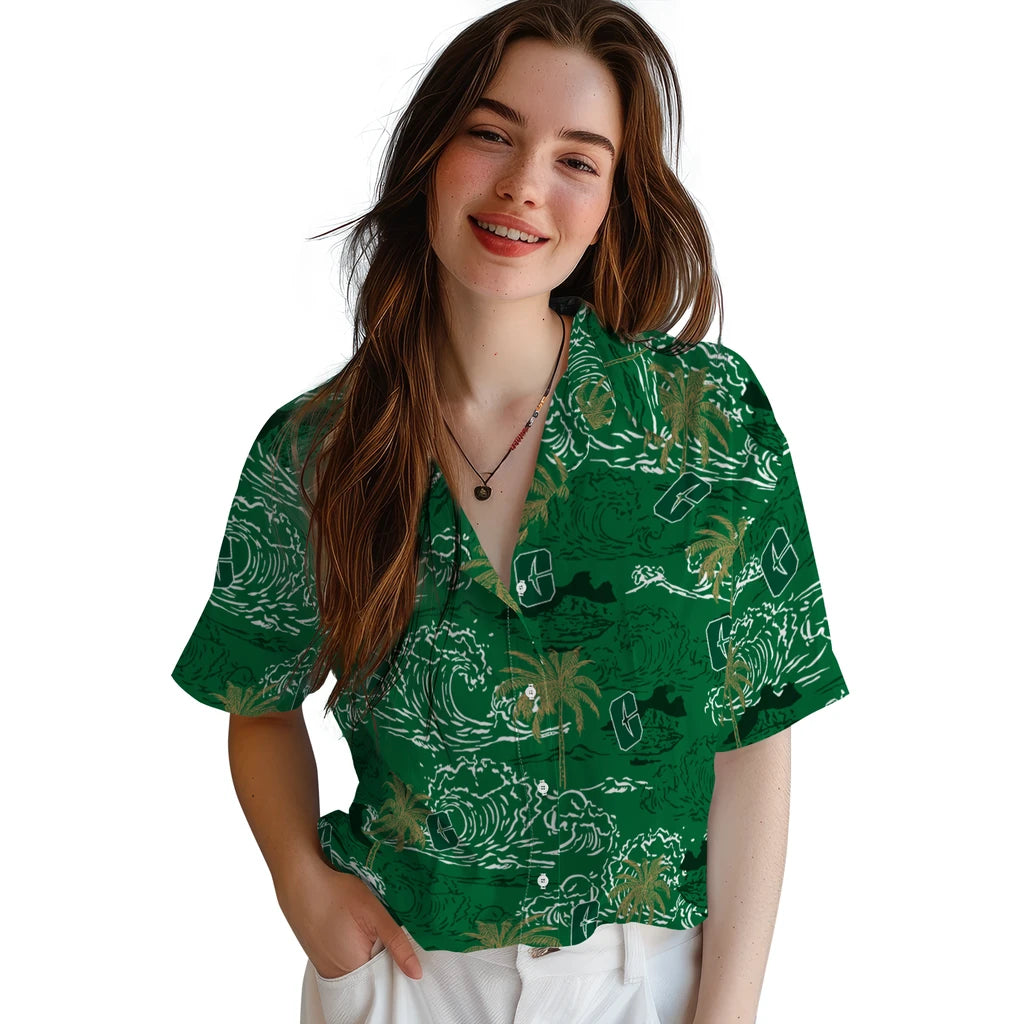 Charlotte 49ers Hawaiian Shirt - Wave Palm | Moonbestprint