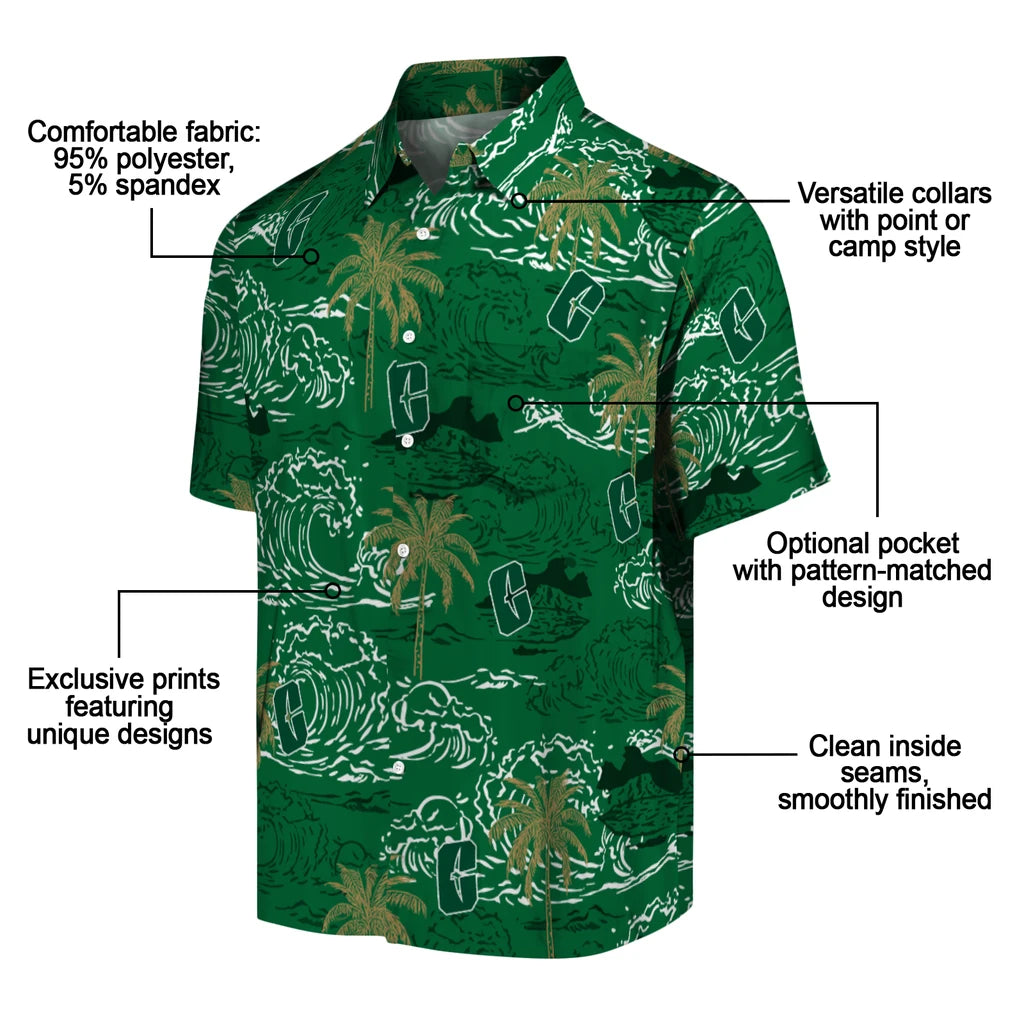Charlotte 49ers Hawaiian Shirt - Wave Palm | Moonbestprint