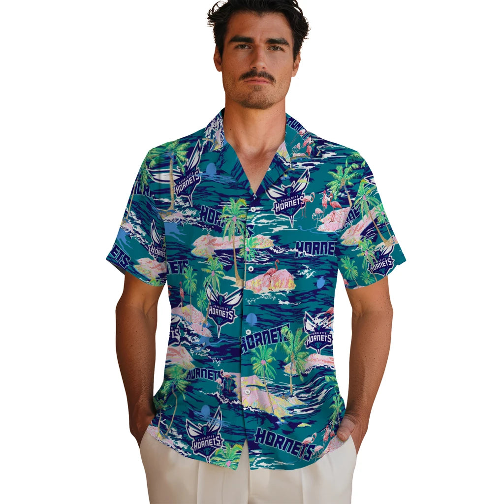 Charlotte Hornets Flamingo Retreat 2026 Hawaiian Shirt – Moonbestprint
