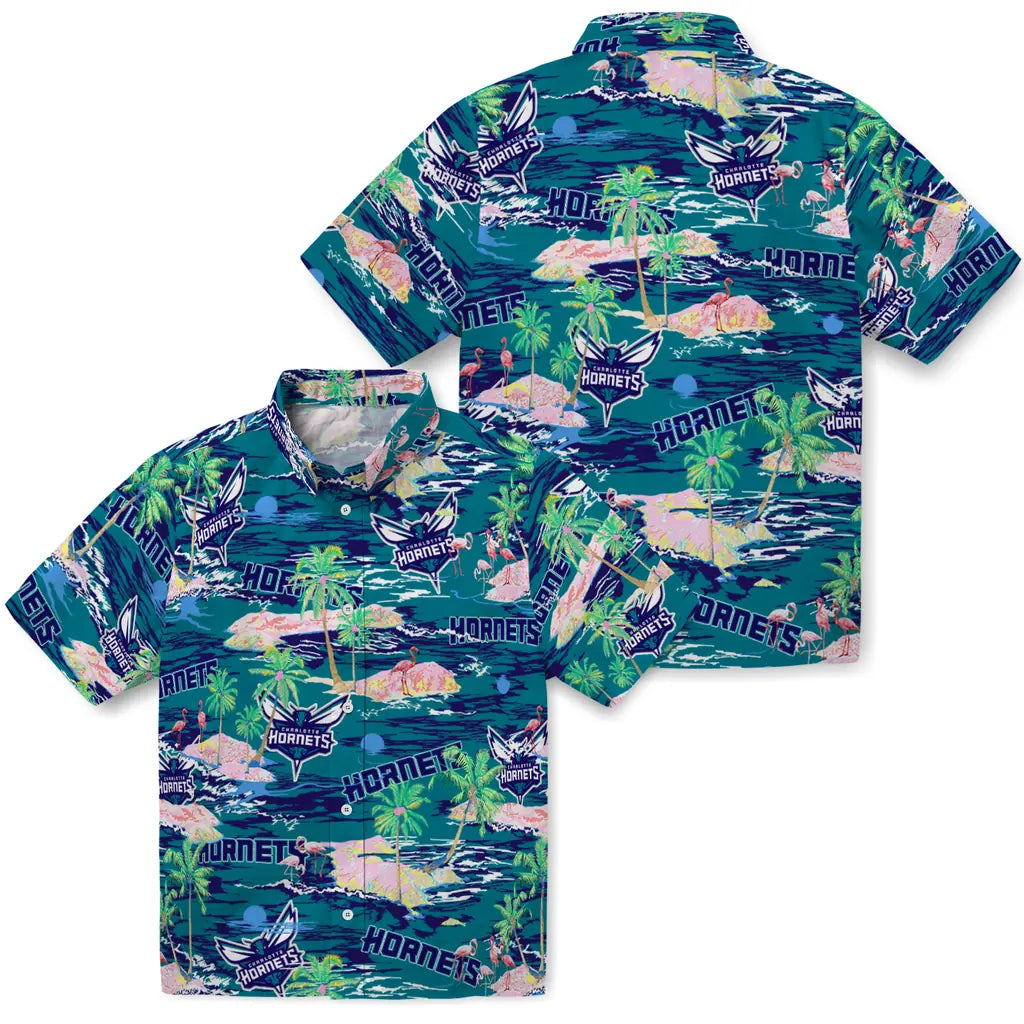 Charlotte Hornets Flamingo Retreat 2026 Hawaiian Shirt – Moonbestprint