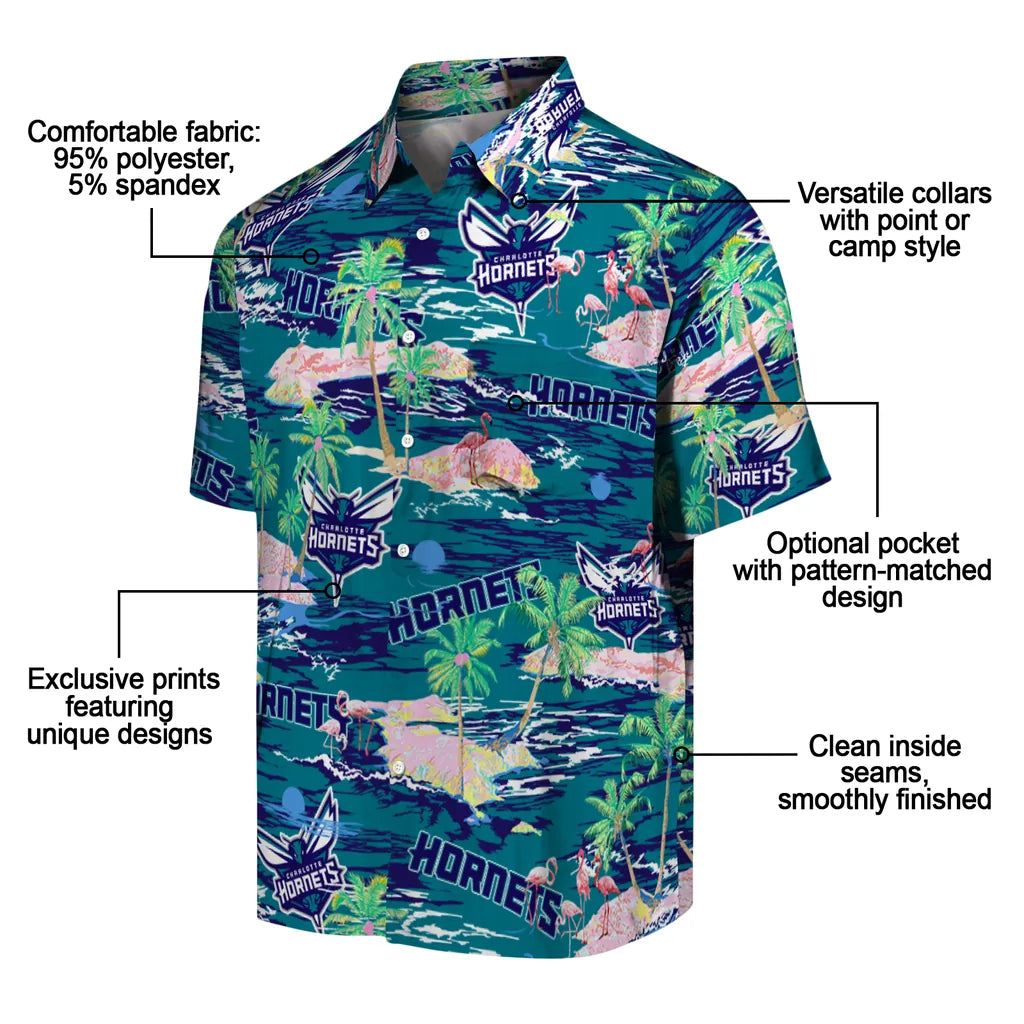 Charlotte Hornets Flamingo Retreat 2026 Hawaiian Shirt – Moonbestprint