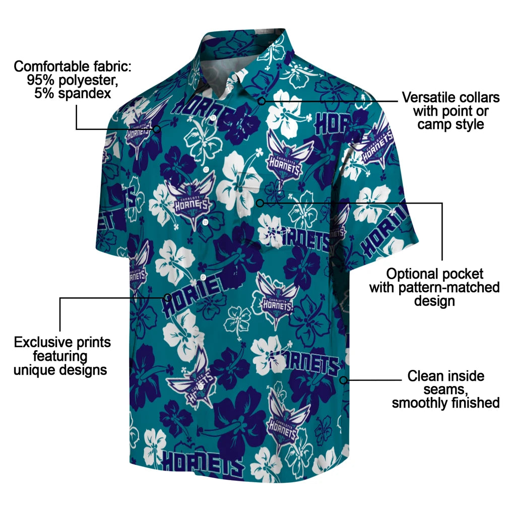 Charlotte Hornets Hibiscus Bloom Hawaiian Shirt – Moonbestprint