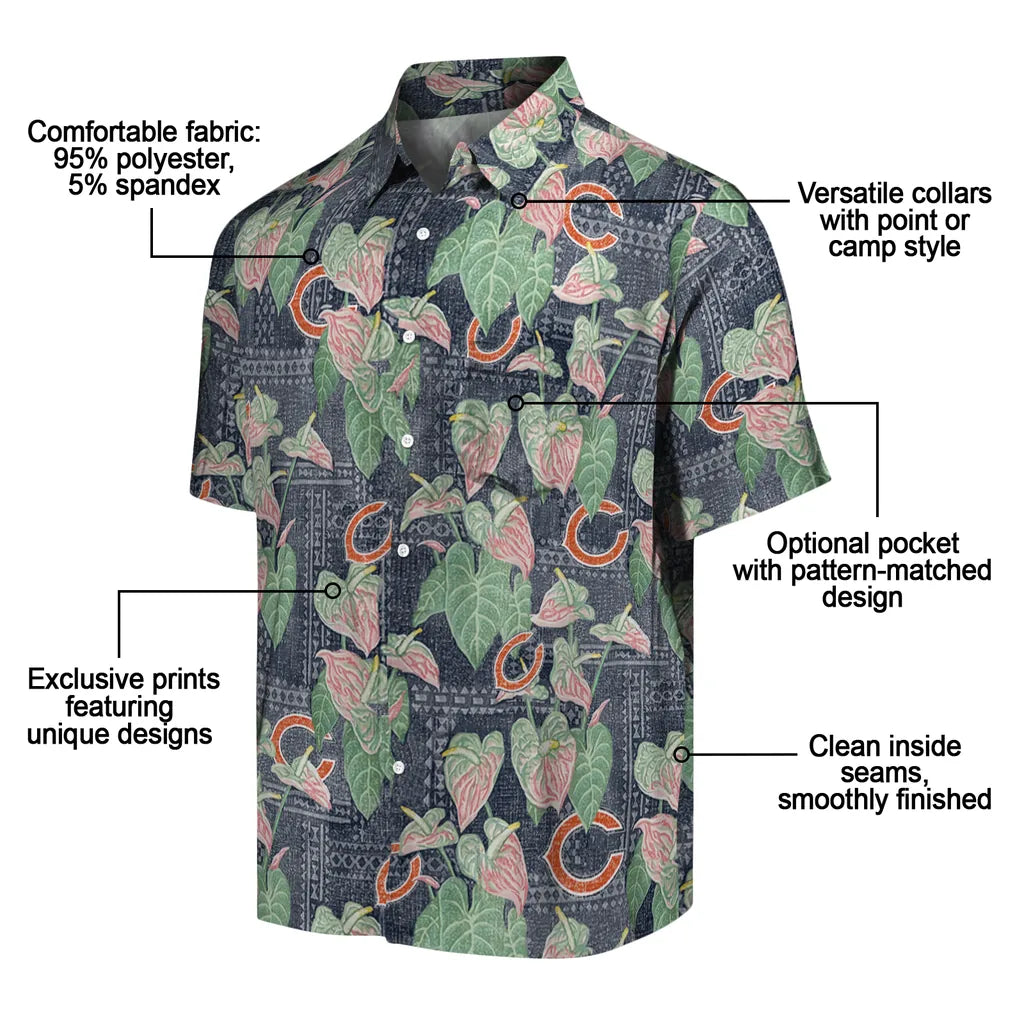 Chicago Bears Hawaiian Shirt - Anthurium Overlay | Moonbestprint