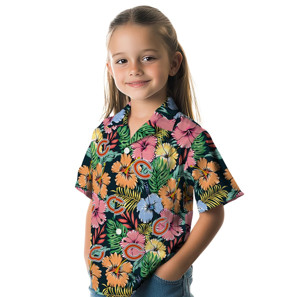Chicago Bears Hawaiian Shirt - Brilliant Hibiscus Garden | Moonbestprint