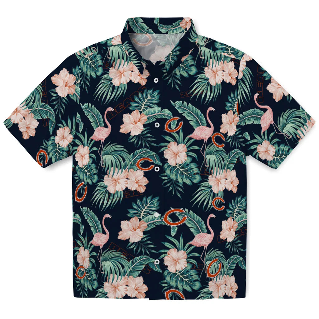 Chicago Bears Hawaiian Shirt - Flamingo and Hibiscus | Moonbestprint