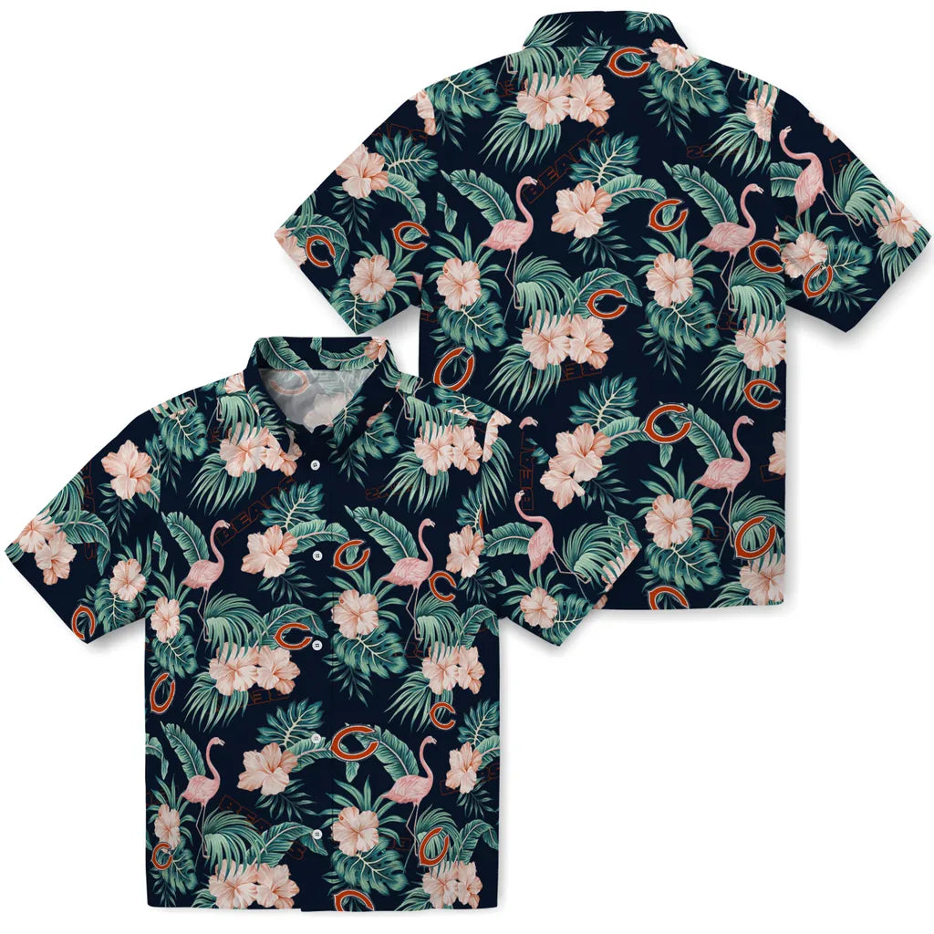 Chicago Bears Hawaiian Shirt - Flamingo and Hibiscus | Moonbestprint