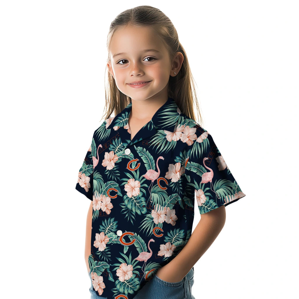 Chicago Bears Hawaiian Shirt - Flamingo and Hibiscus | Moonbestprint