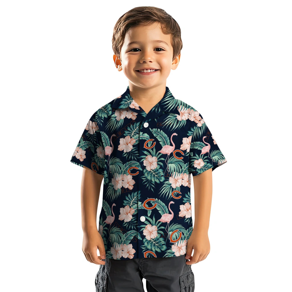 Chicago Bears Hawaiian Shirt - Flamingo and Hibiscus | Moonbestprint