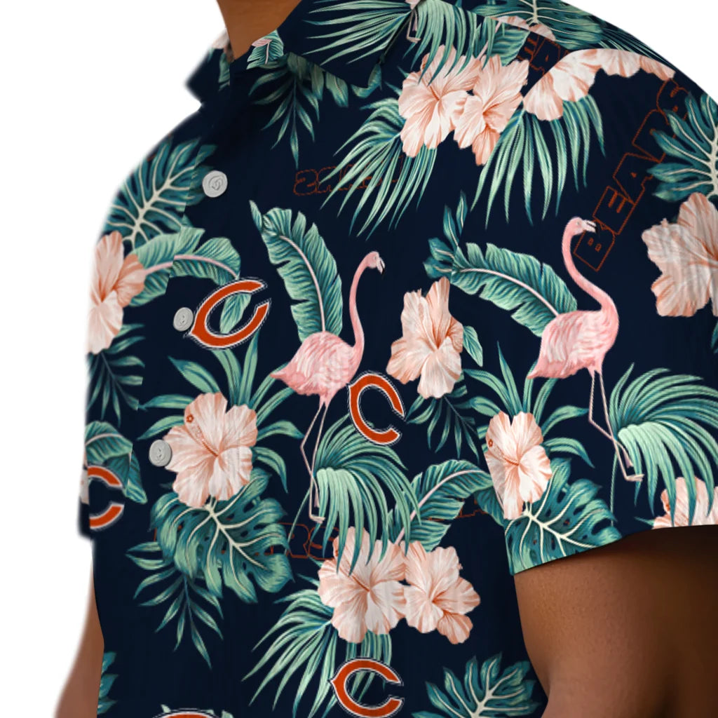 Chicago Bears Hawaiian Shirt - Flamingo and Hibiscus | Moonbestprint