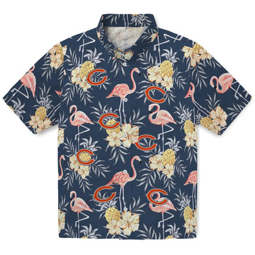 Chicago Bears Hawaiian Shirt - Flamingo Hibiscus | Moonbestprint