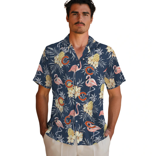 Chicago Bears Hawaiian Shirt - Flamingo Hibiscus | Moonbestprint