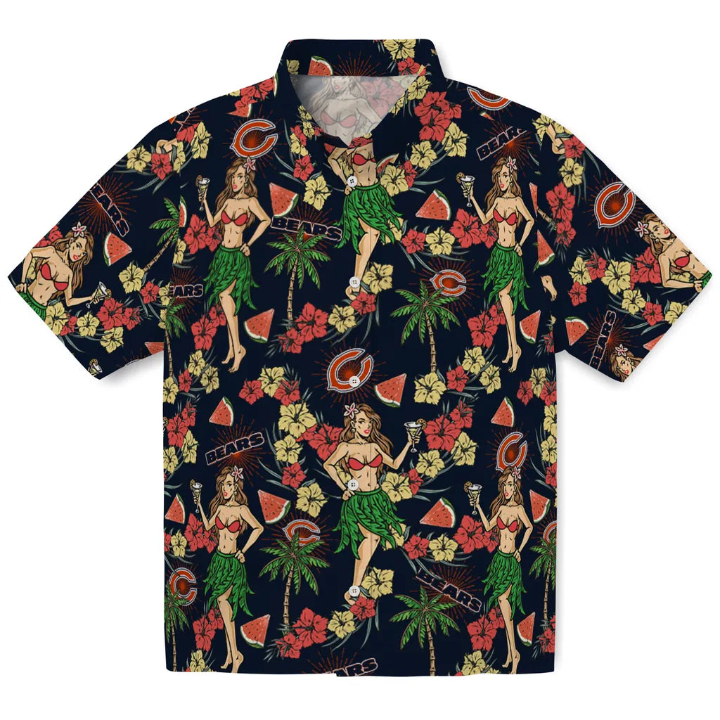 Chicago Bears Hawaiian Shirt - Hawaiian Girls Design | Moonbestprint