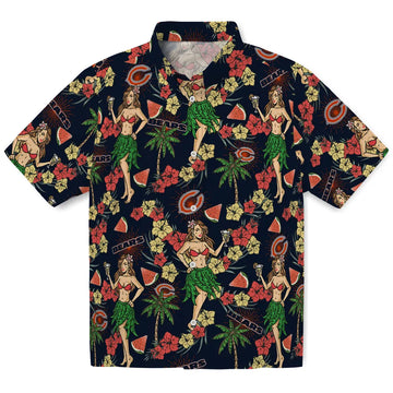 Chicago Bears Hawaiian Shirt - Hawaiian Girls Design | Moonbestprint