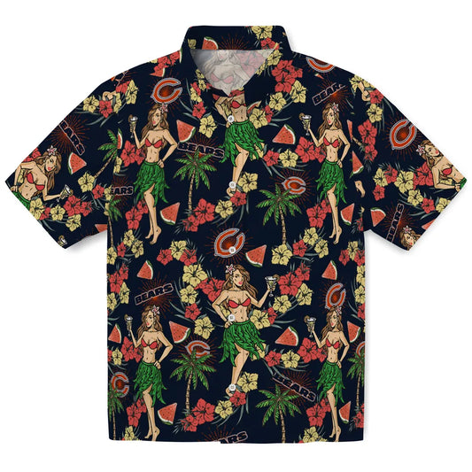 Chicago Bears Hawaiian Shirt - Hawaiian Girls Design | Moonbestprint