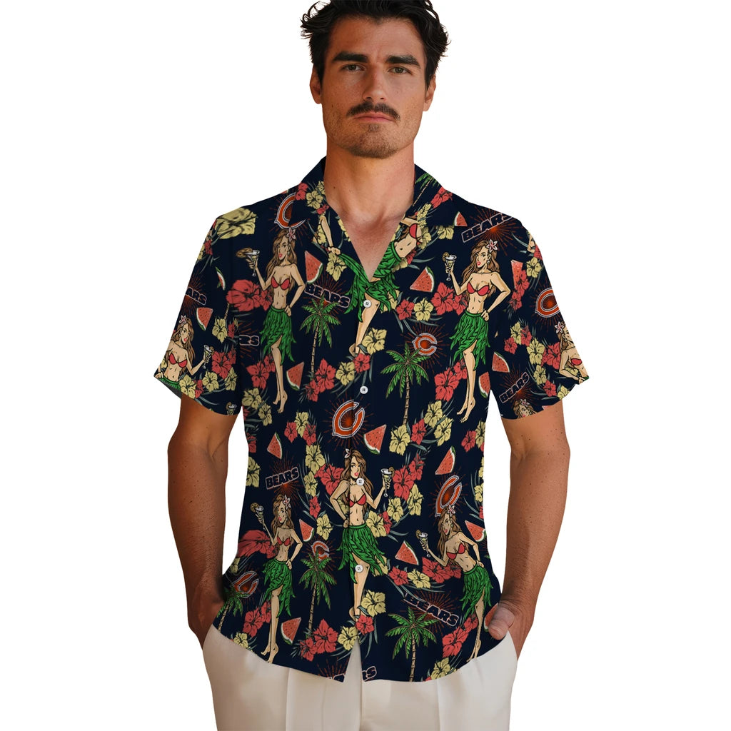 Chicago Bears Hawaiian Shirt - Hawaiian Girls Design | Moonbestprint