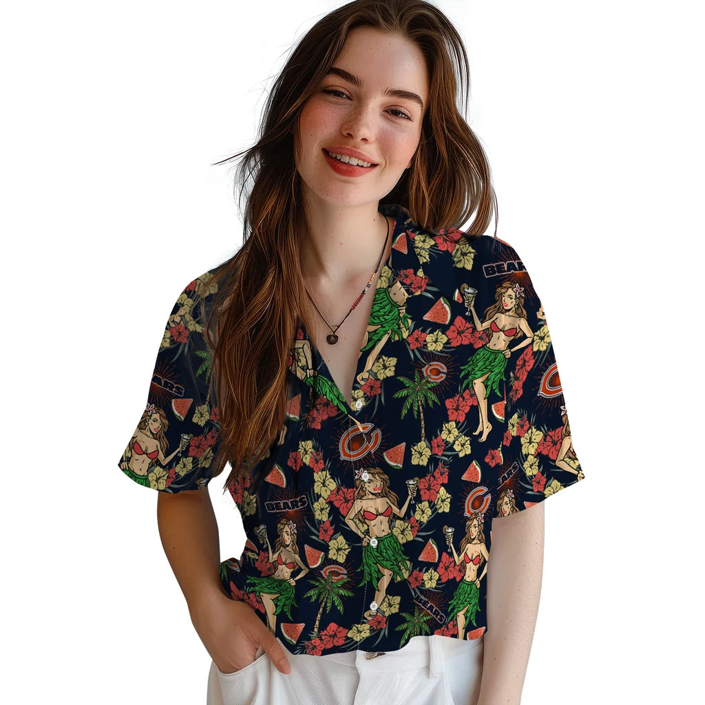 Chicago Bears Hawaiian Shirt - Hawaiian Girls Design | Moonbestprint