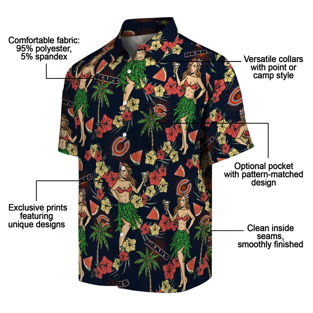 Chicago Bears Hawaiian Shirt - Hawaiian Girls Design | Moonbestprint