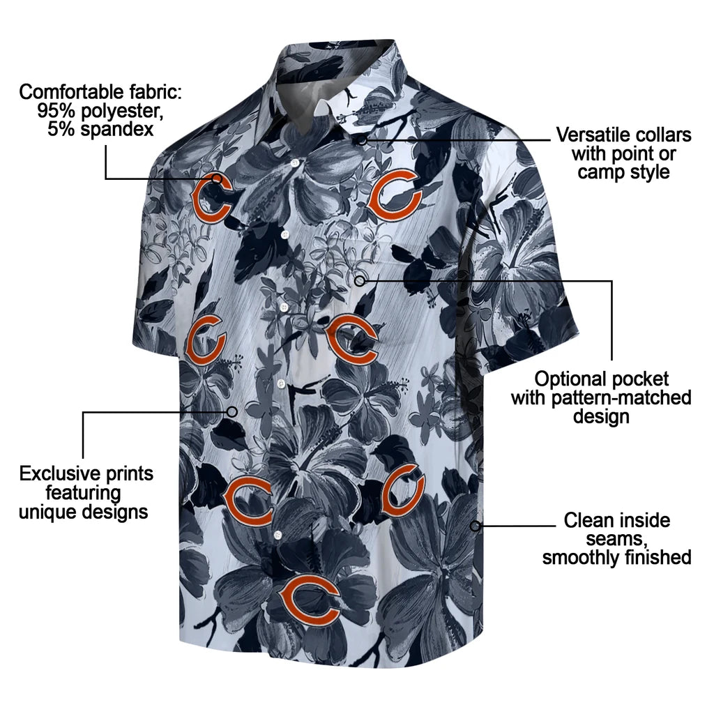 Chicago Bears Hawaiian Shirt - Hibiscus Arrangement | Moonbestprint