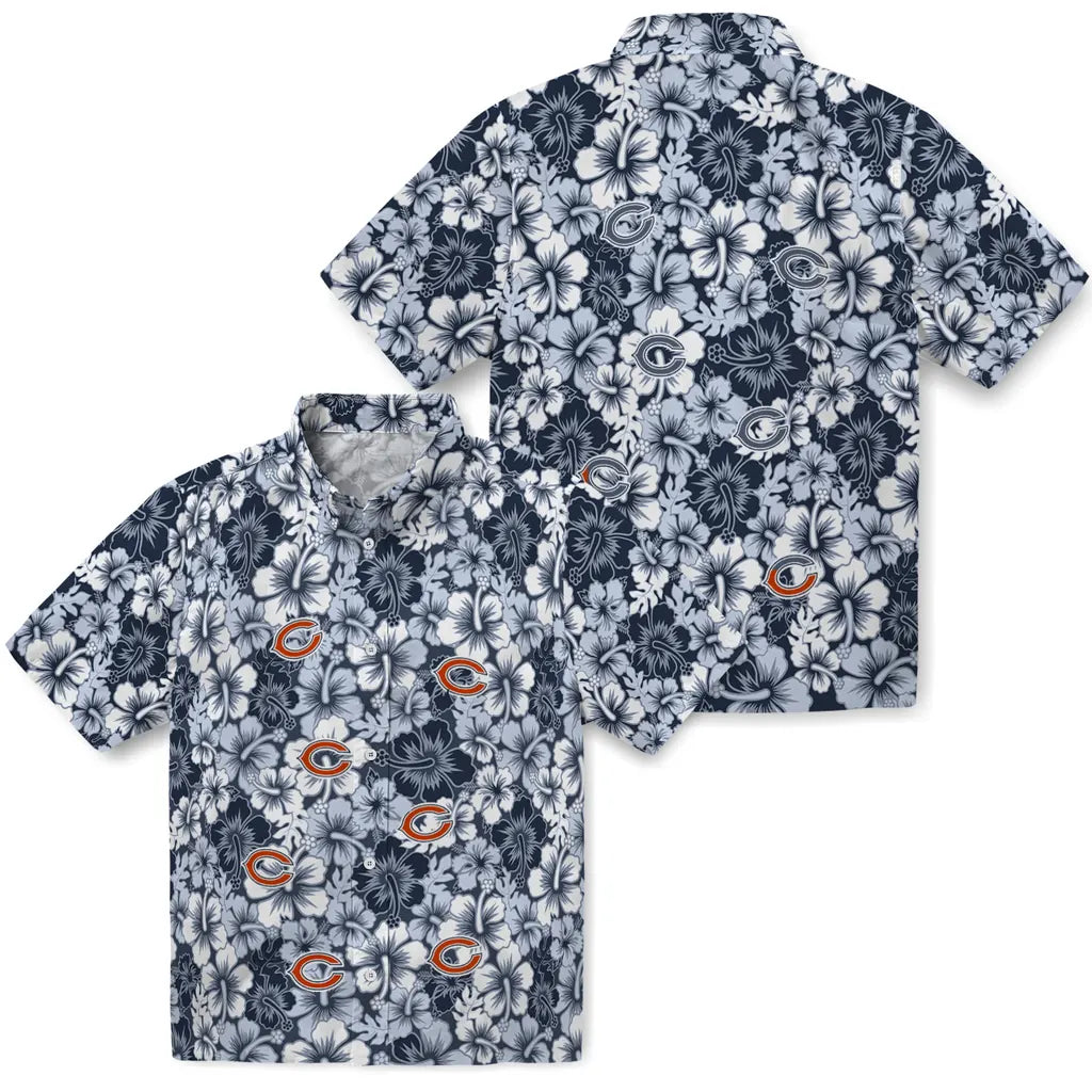Chicago Bears Hawaiian Shirt - Hibiscus Blooms | Moonbestprint