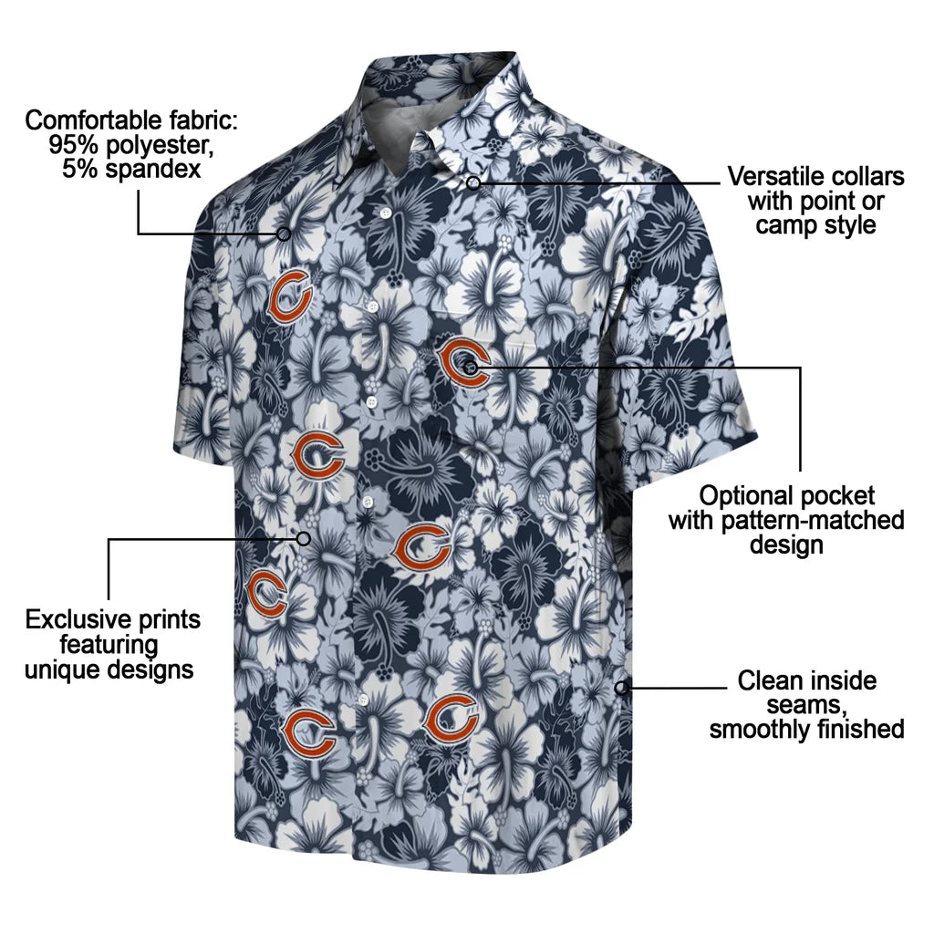 Chicago Bears Hawaiian Shirt - Hibiscus Blooms | Moonbestprint
