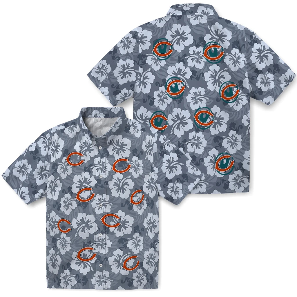 Chicago Bears Hawaiian Shirt - Hibiscus Cluster | Moonbestprint